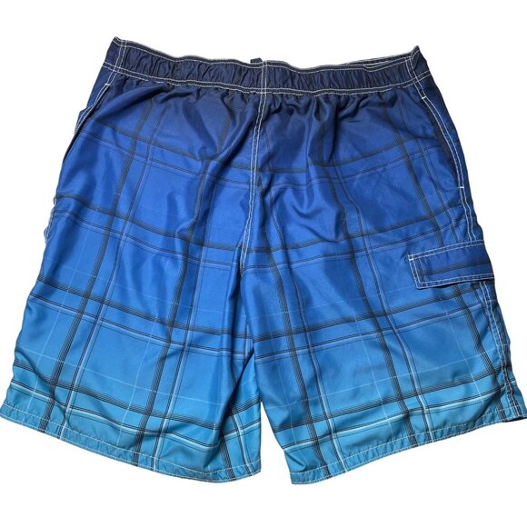 Op‎ Men's Blue Plaid Swim Trunks XL (40-42 W) Swim Shorts - Picture 12 of 15